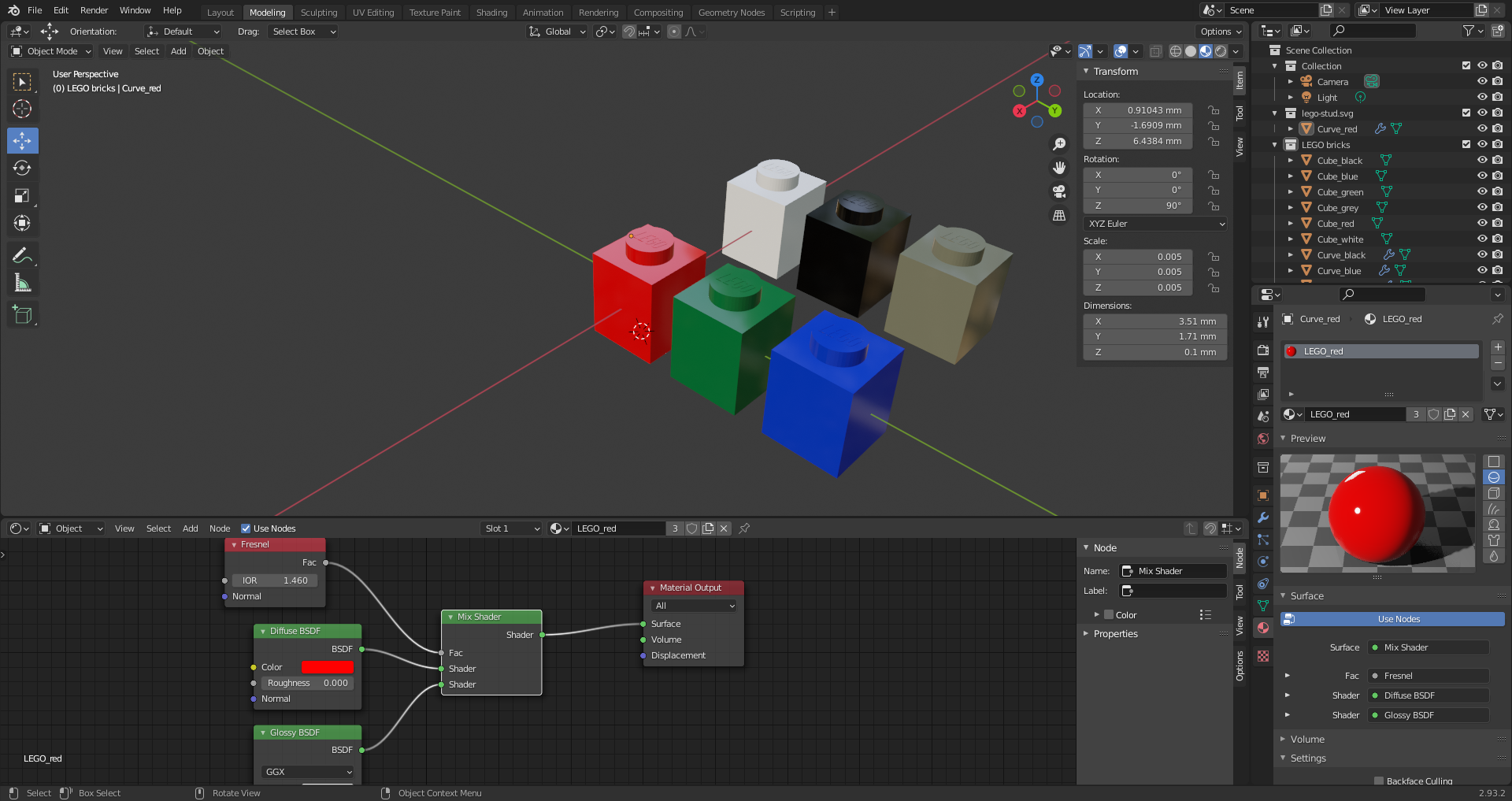 blender - lego 1x1 bricks - screenshot