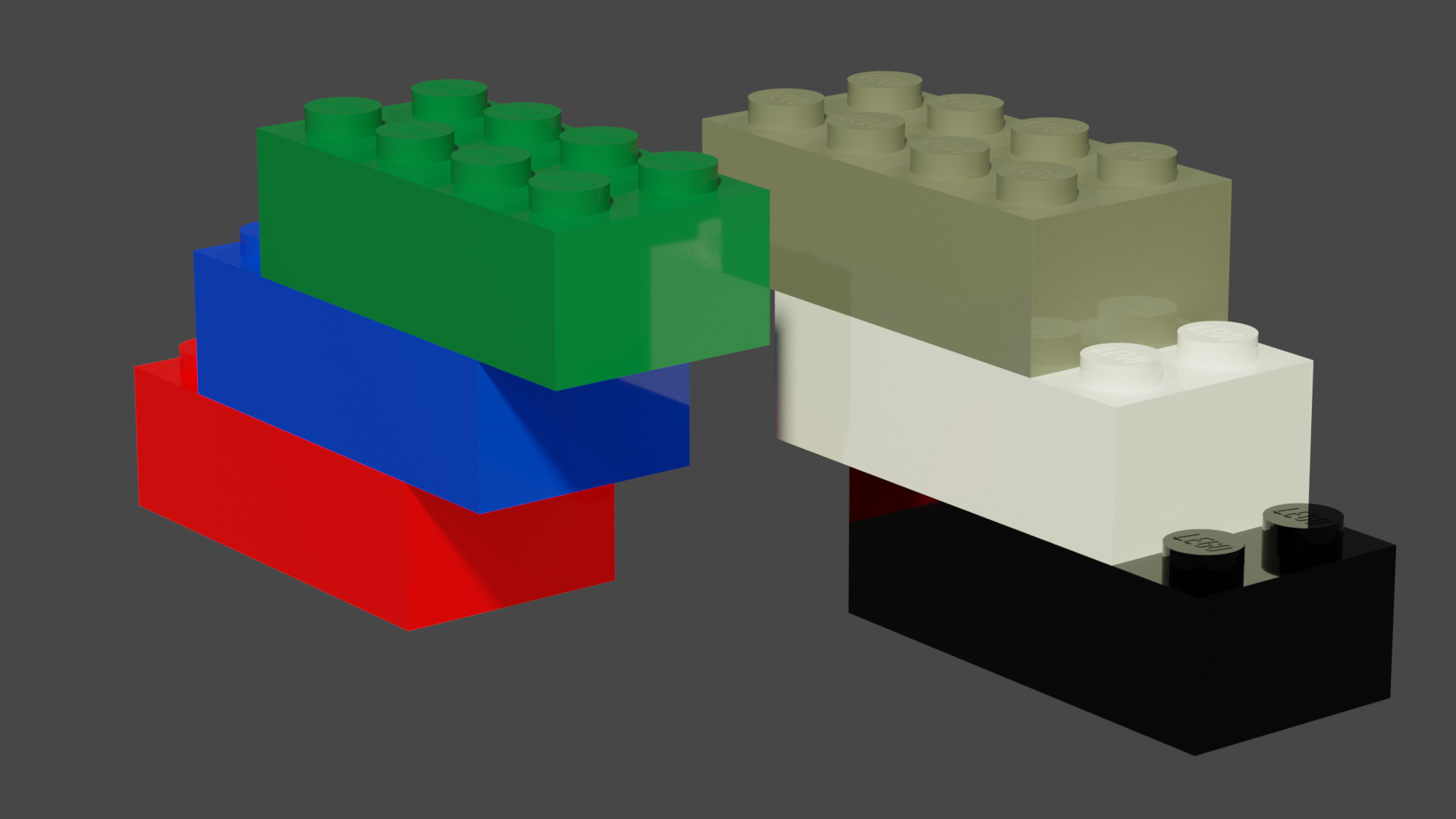 blender - lego 2x4 bricks