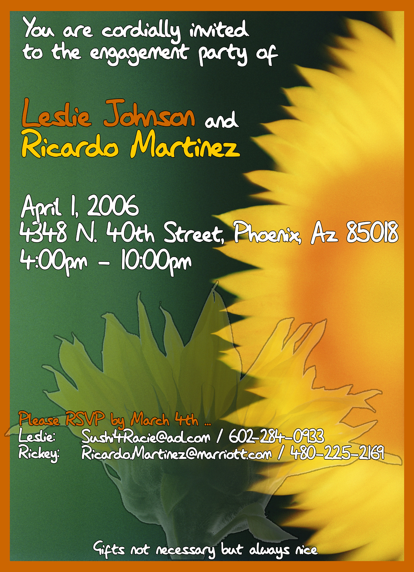 engagement party invitation - back