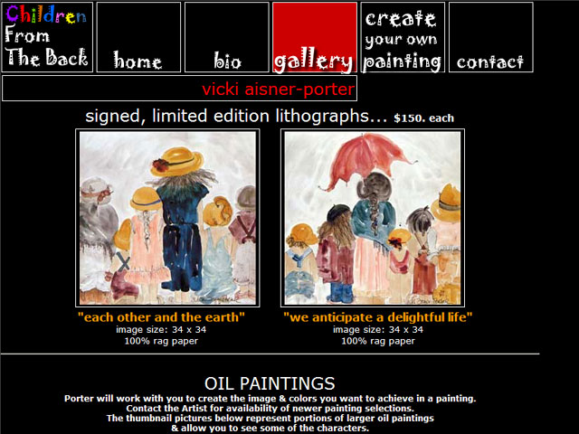 web development (pre-2007) - edgehill productions - client: vick1 aisner porter (painter, fine artist)