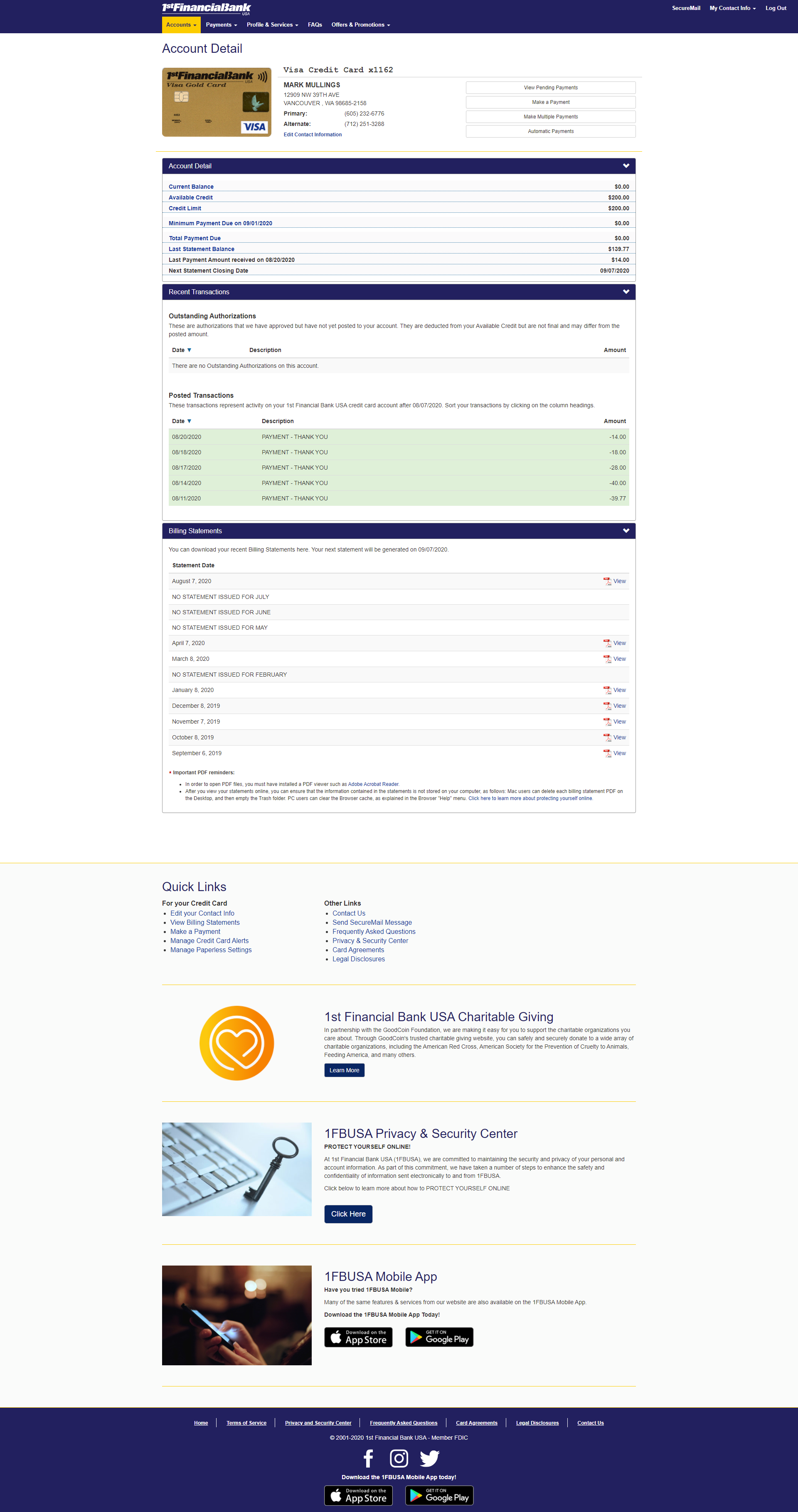 web development - 1fbusa financial services - account detail - expanded