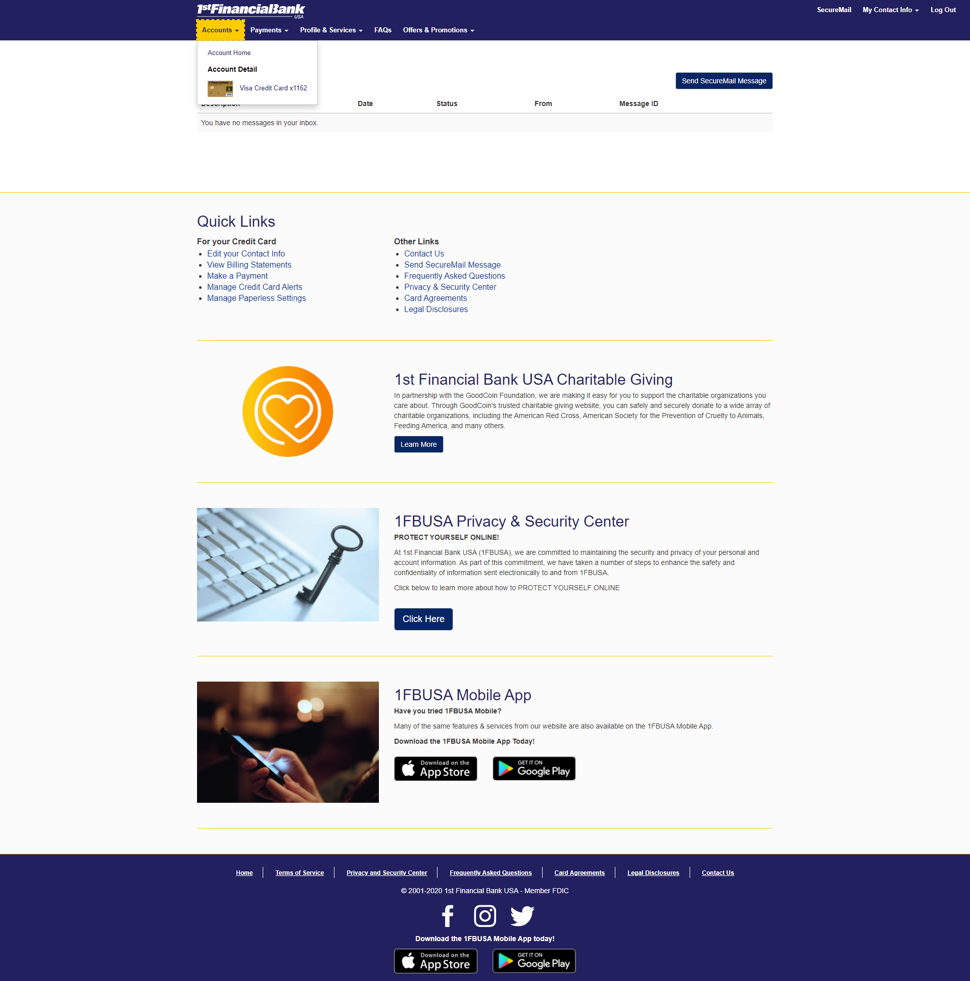 web development - 1fbusa financial services - navigation example