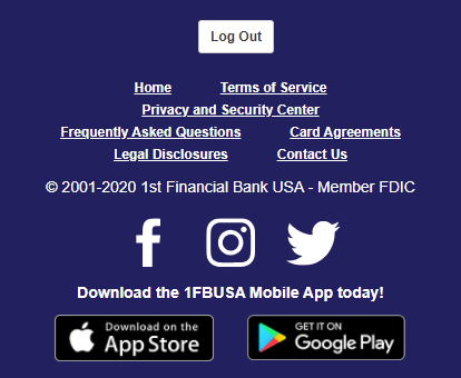 web development - 1fbusa financial services mobile app - footer example