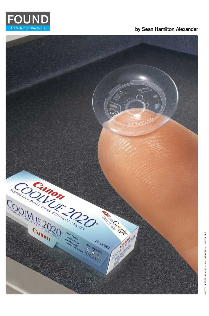 FOUND, Articles from the Future July 2006: Concept: Canon CoolVue 2020 contact lens